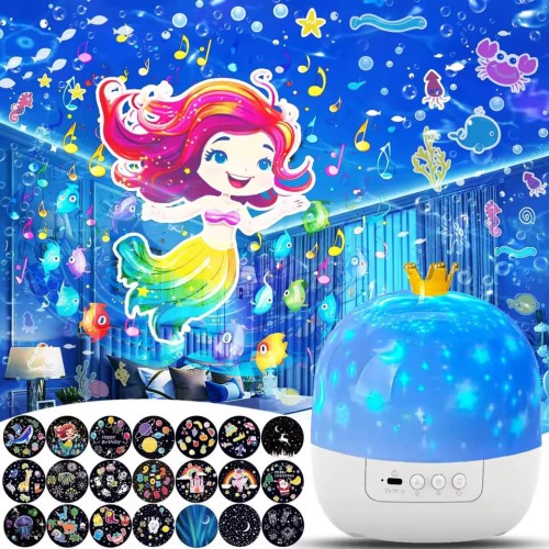 Projecteur lumineux bébé ciel étoilé 360° - 21 Films