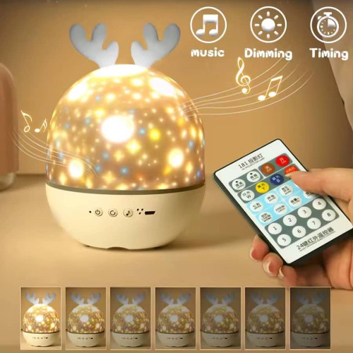 Veilleuse projecteur musical cerf