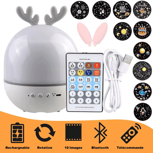 Veilleuse projecteur musical cerf