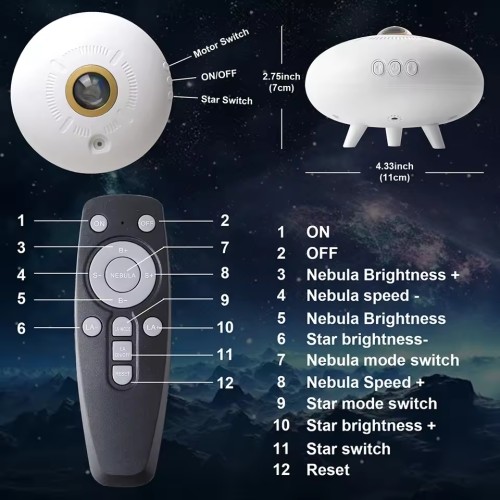 Projecteur nébuleuse plafond soucoupe volante