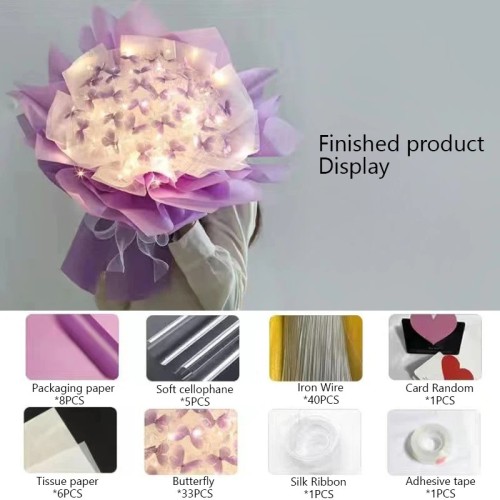 Kit pour Bouquet de fleurs Papillons lumineux lilas