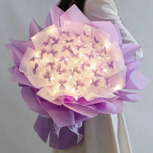 Kit pour Bouquet de fleurs Papillons lumineux lilas