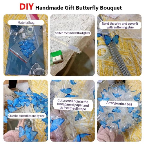 Kit pour Bouquet de fleurs Papillons lumineux lilas