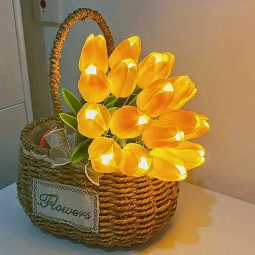 Bouquet lumineux tulipes jaunes