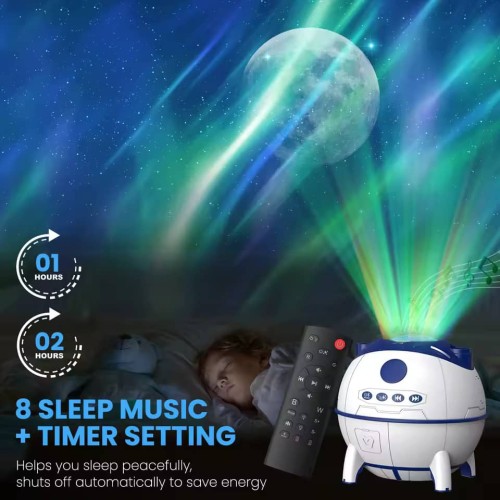 Veilleuse projecteur galaxie design robot