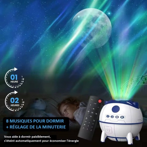 Veilleuse projecteur galaxie design robot